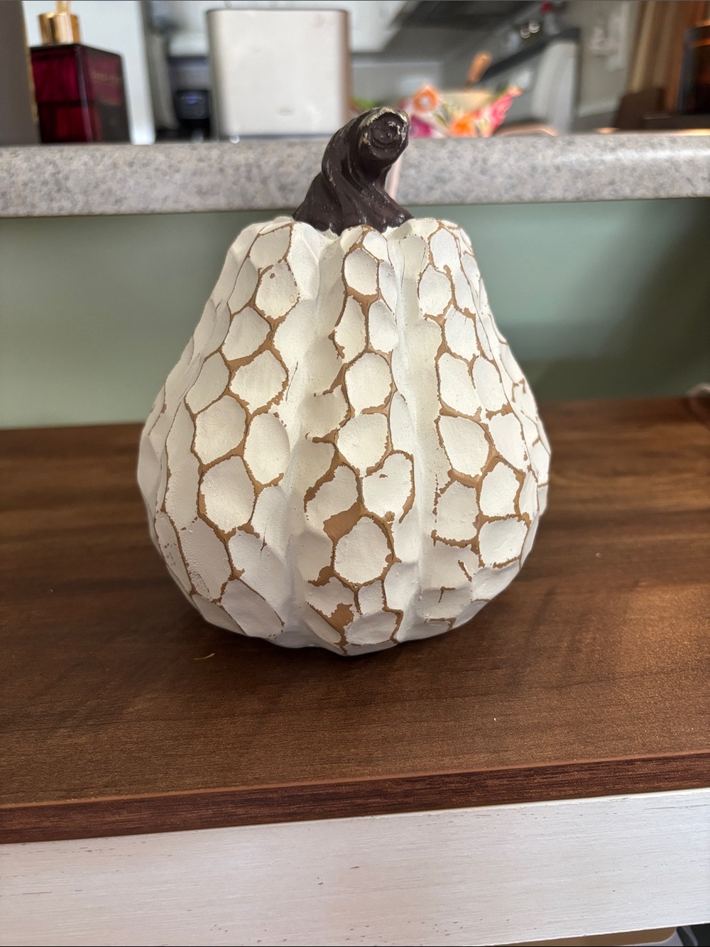 Decorative White and Brown Textured Pear Accent - Brand